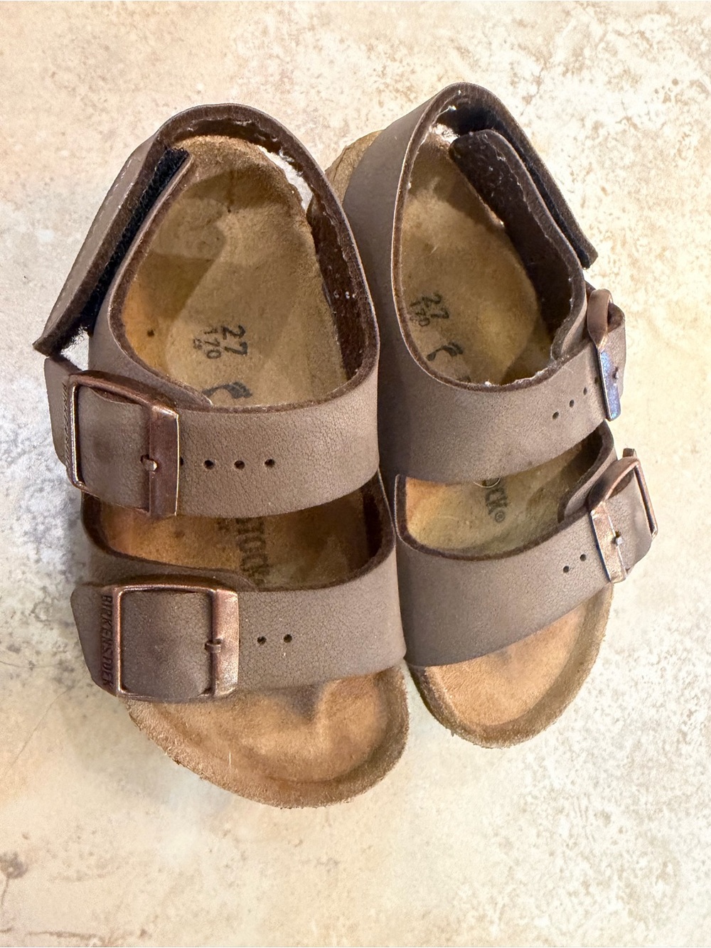 Birkenstock Brown Two-Strap Kids Sandals with Buckles